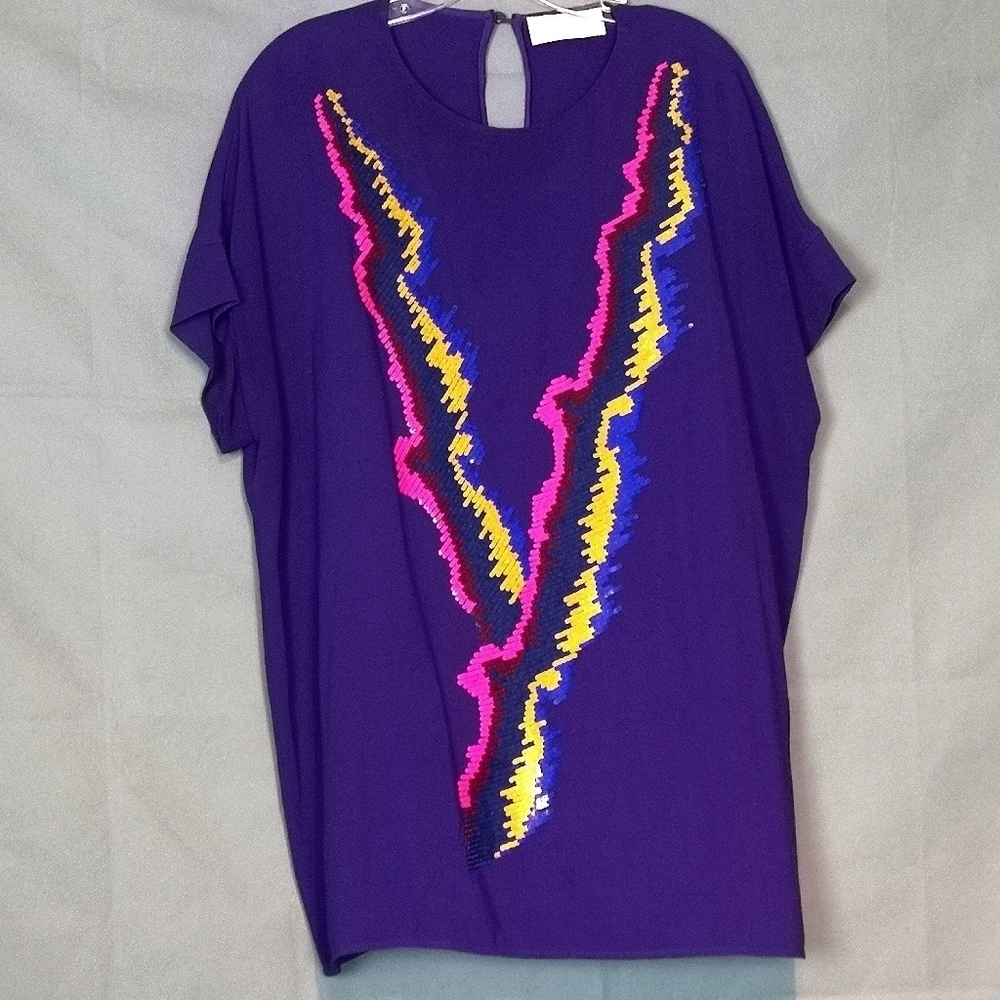 Peter Pilotto Purple Sequin Embroidered Top
